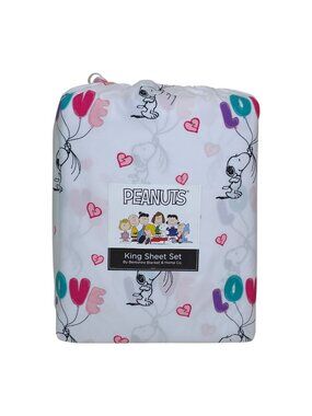 Peanuts Love Balloon King Sheet Set Snoopy Romantic Bedding